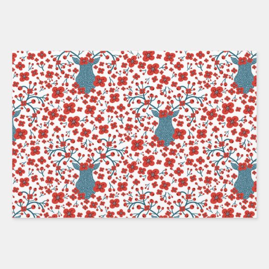 Whimsical Nordic Kerstsierents and Deer Inpakpapier Vel (Voorkant 2)