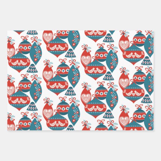 Whimsical Nordic Kerstsierents and Deer Inpakpapier Vel (Voorkant)