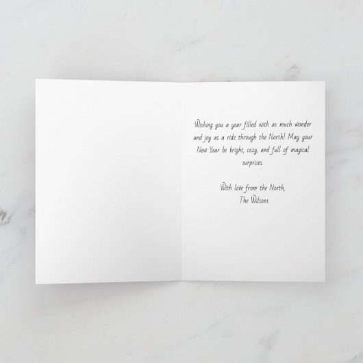Whimsical Nordic Santa on a Moose Happy New Year  Feestdagen Kaart (Binnen)