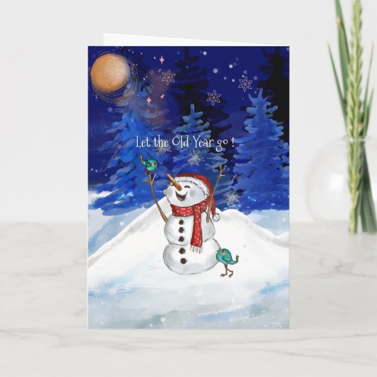 Whimsical Nordic Santa on a Moose Happy New Year  Feestdagen Kaart (Achterkant)