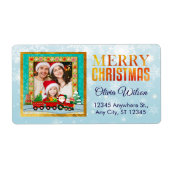 Whimsical North Pole Express Kerst Foto Etiket (Voorkant)