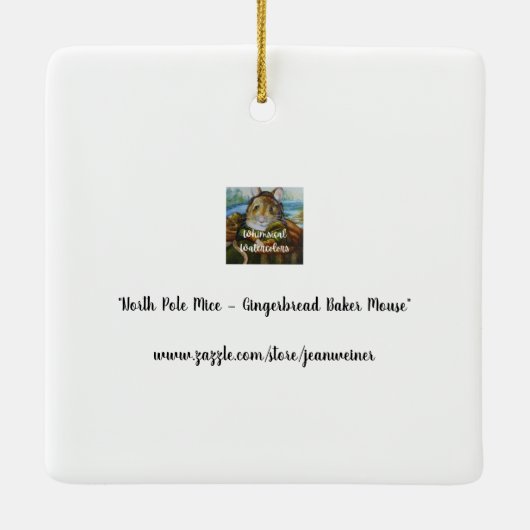 Whimsical North Pole Gingerbread Baker Mouse Art Keramisch Ornament (Achterkant)
