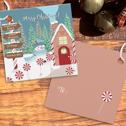 Whimsical North Pole Illustration Gift Labels