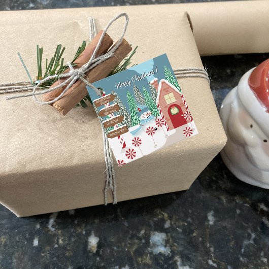 Whimsical North Pole Illustration Gift Labels