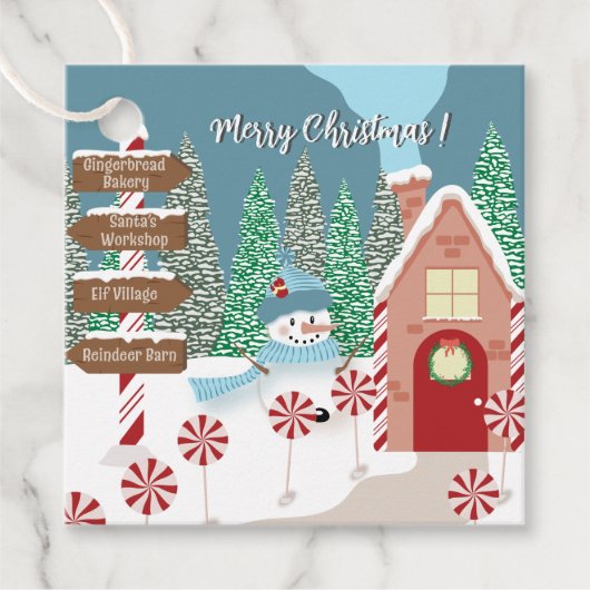 Whimsical North Pole Illustration Gift Labels (Voorkant)