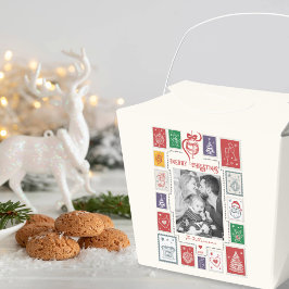 Whimsical Nostalgia Retro Stamp Christmas Photo Bedankdoosjes