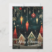 Whimsical nostalgische kerstscène kaart sjabloon (Voorkant)