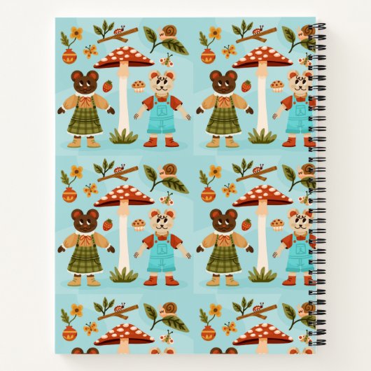 Whimsical notebook design with cartoon  notitieboek (Achterkant)