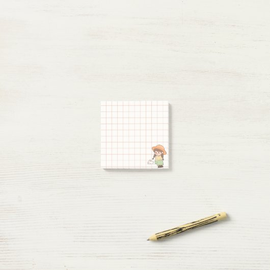 Whimsical Notebook Girl Art Collection Post-it® Notes (Op bureau)