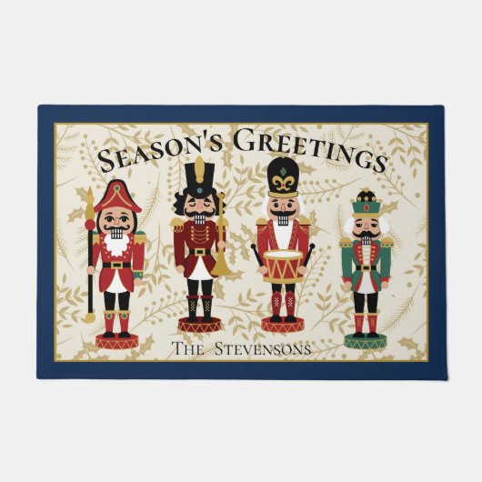 Whimsical Notenkraker Blauw en Beige Deurmat (Voorkant)