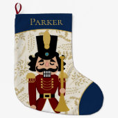 Whimsical Notenkraker Blauw en Beige Grote Kerstsok (Voorkant)