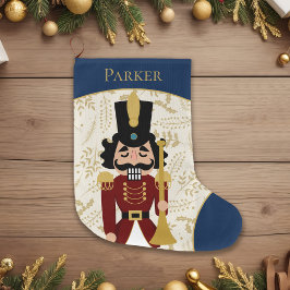 Whimsical Notenkraker Blauw en Beige Grote Kerstsok