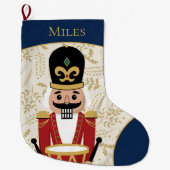 Whimsical Notenkraker Blauw en Beige Grote Kerstsok (Voorkant)