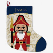 Whimsical Notenkraker Blauw en Beige Grote Kerstsok (Voorkant)