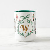 Whimsical Notenkraker Monogram & Foto Groene Boog Mok (Midden)