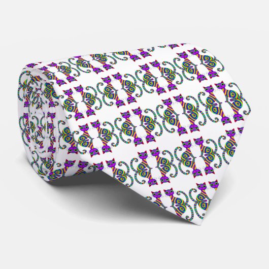 Whimsical Novelty Zeer Cool Cat Pattern Stropdas (Opgerold)