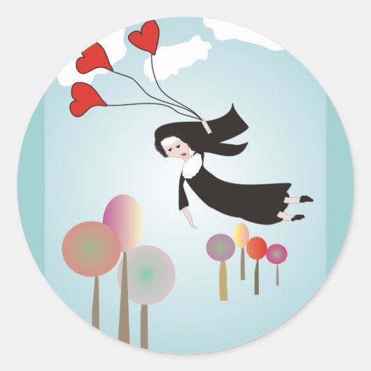 Whimsical Nun Art Gifts Ronde Sticker (Voorkant)