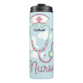 Whimsical Nurse Stethoscope Butterfly Clouds Thermosbeker (Voorkant)