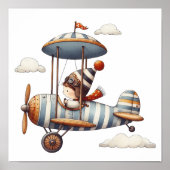 Whimsical Nursery Art Kind Vliegend Oud Vliegtuig Poster (Voorkant)