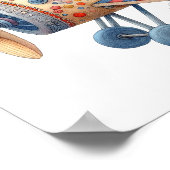 Whimsical Nursery Art Kind Vliegend Oude Vliegtuig Poster (Hoek)