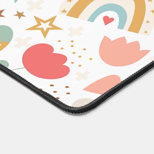 Whimsical Nursery Pattern met wolken en sterren Bureaumat (Hoek)