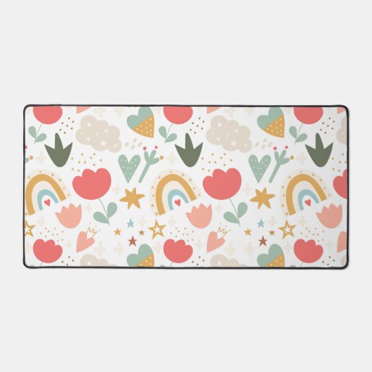 Whimsical Nursery Pattern met wolken en sterren Bureaumat (Voorkant)