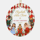 Whimsical Nutcracker Baby 1e Eerste Kerstmis Keramisch Ornament (Links)