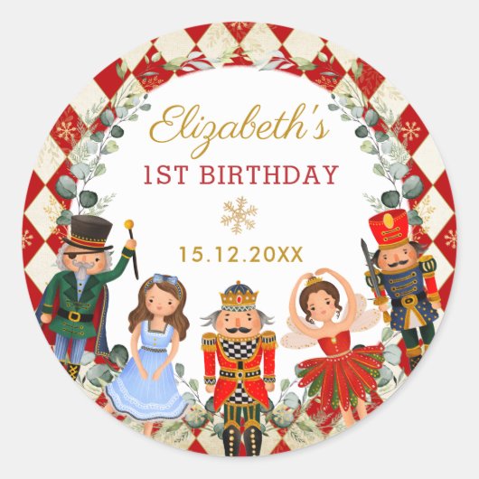Whimsical Nutcracker Birthday Party Baby shower Ronde Sticker (Voorkant)
