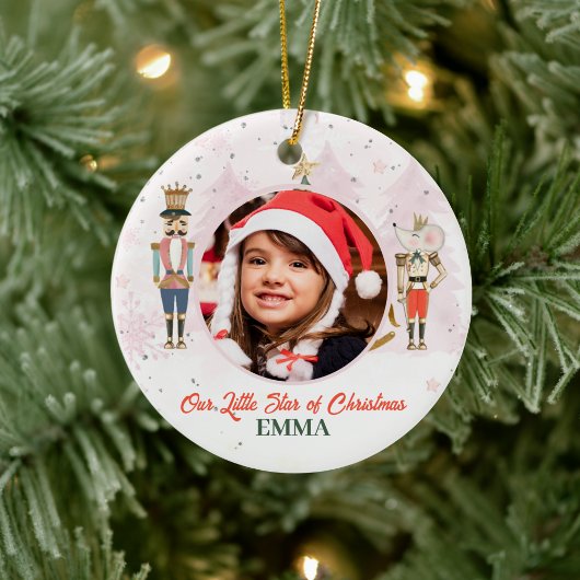 Whimsical Nutcracker Christmas Ballerina Photo Keramisch Ornament