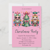 Whimsical Nutcracker& Christmas Tree Holiday Party Kaart (Voorkant)