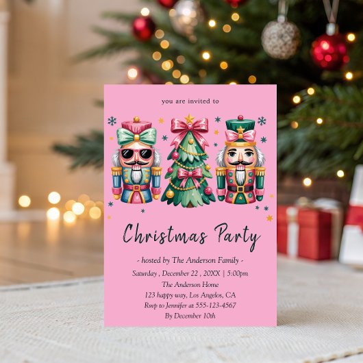Whimsical Nutcracker& Christmas Tree Holiday Party Kaart
