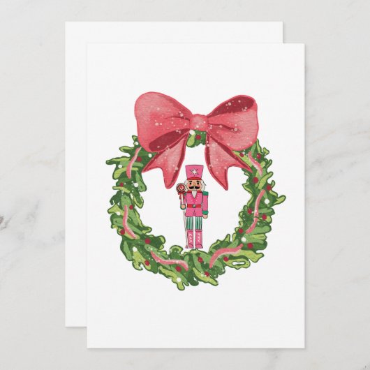 Whimsical Nutcracker Christmas Wreath Kaart (Voorkant / Achterkant)