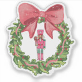 Whimsical Nutcracker Christmas Wreath Sticker (Voorkant)