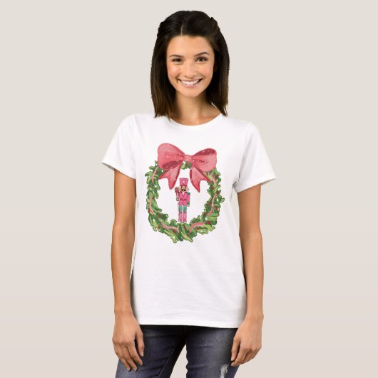 Whimsical Nutcracker Christmas Wreath T-shirt (Voorkant volledig)