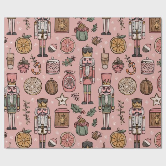 Whimsical Nutcracker Pink  Cadeaupapier (Vlak)