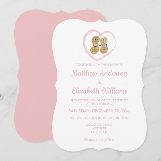 Whimsical Nuts over elkaar cute Wedding Kaart (Voorkant / Achterkant)