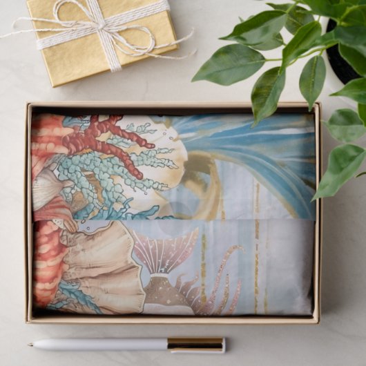Whimsical  Oceaan Bloemen & Vis Tissuepapier (Geschenk)