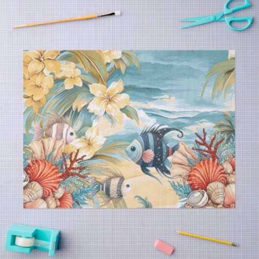 Whimsical  Oceaan Bloemen & Vis Tissuepapier (Craft)