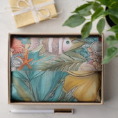 Whimsical Oceaan Bloemen & Vis Tissuepapier (Geschenk)