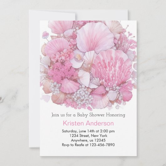 Whimsical Ocean Beachcomber Meisje Baby shower Kaart (Voorkant)