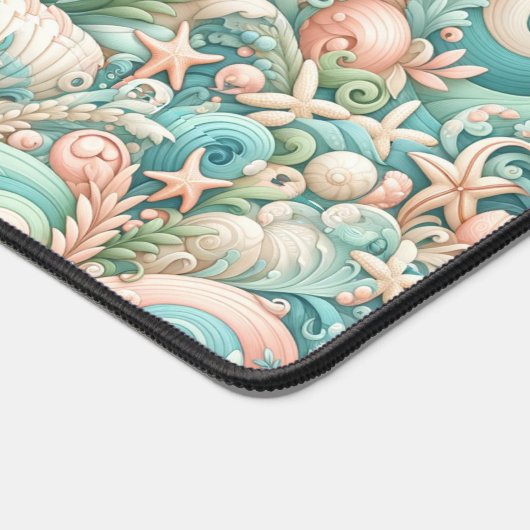 Whimsical Ocean Breeze: Pastel Zee wervelt in Cott Bureaumat (Hoek)