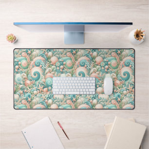 Whimsical Ocean Breeze: Pastel Zee wervelt in Cott Bureaumat
