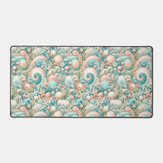 Whimsical Ocean Breeze: Pastel Zee wervelt in Cott Bureaumat (Voorkant)