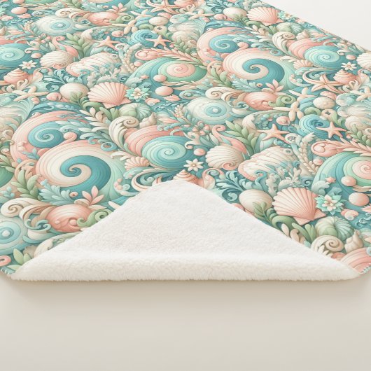 Whimsical Ocean Breeze: Pastel Zee wervelt in Cott Sherpa Deken (3/4)