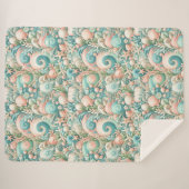 Whimsical Ocean Breeze: Pastel Zee wervelt in Cott Sherpa Deken (Voorkant (horizontaal))