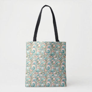 Whimsical Ocean Breeze: Pastel Zee wervelt in Cott Tote Bag