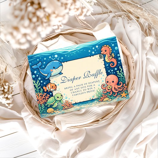 Whimsical Ocean Friends Diapper Raffle Informatiekaartje