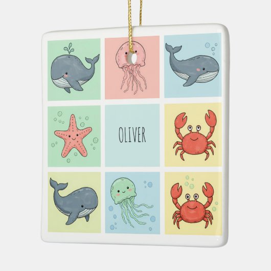 Whimsical Ocean Friends Doodles Keramisch Ornament (Links)