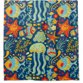 Whimsical Ocean of Fish and Kelp Douchegordijn (Voorkant)