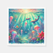 Whimsical Ocean Poinsettia Reef Decoupage Servette Servet (Voorkant)